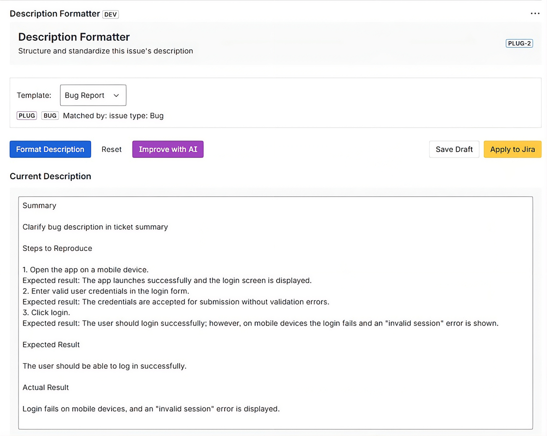 Click “Format Description” to instantly transform messy text into a clean, structured layout.