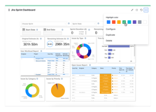 Use widget actions to configure, duplicate, or delete it, and choose a highlight color.