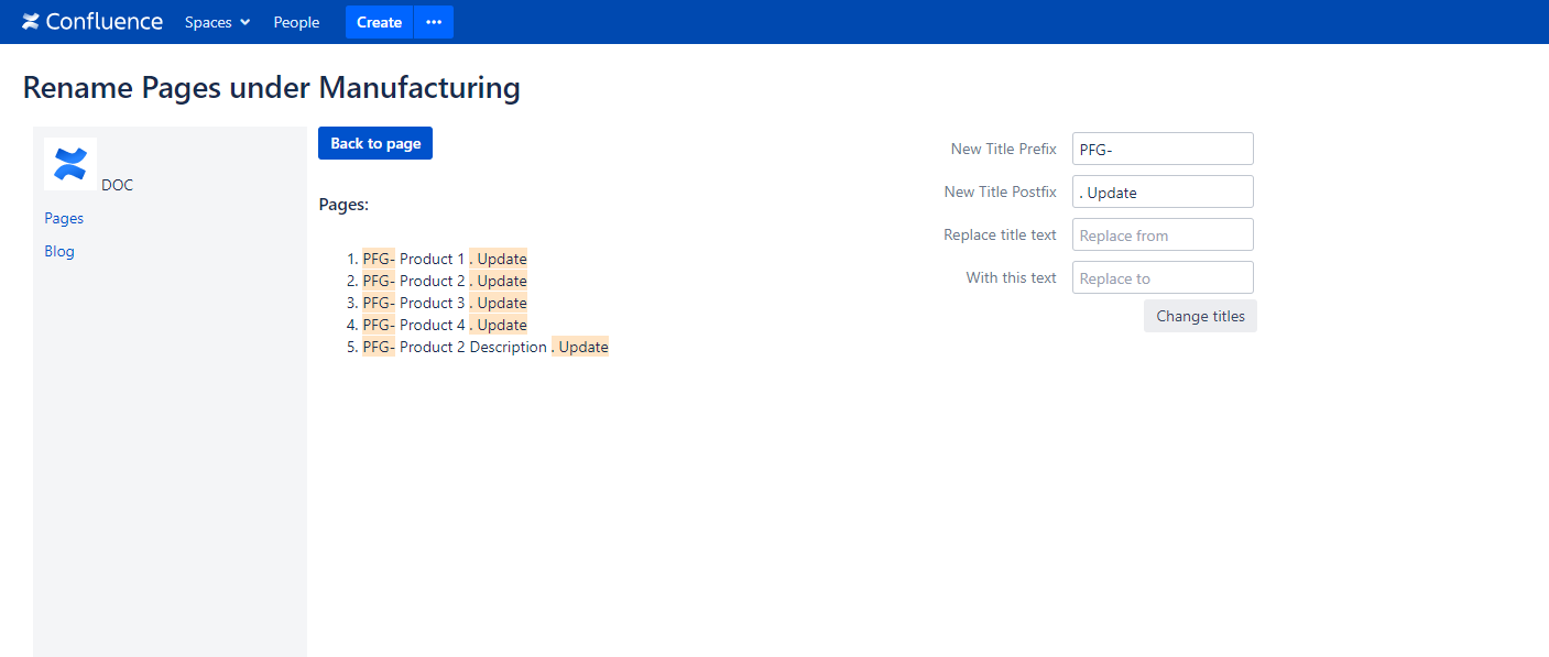 Add new prefix/postfix to a pages hierarchy