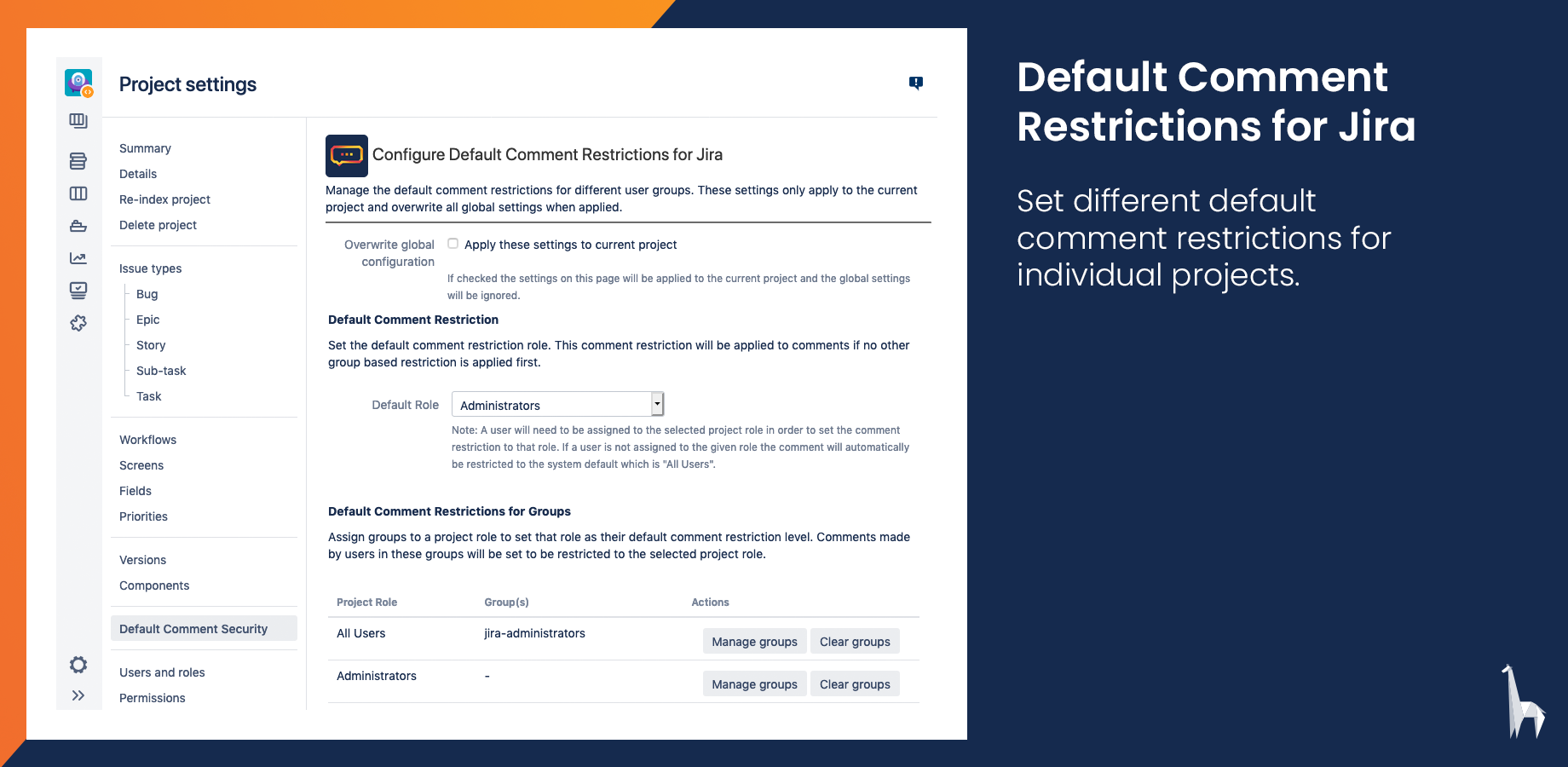 Project specific comment restrictions