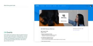 Use events modules to promote webinars, trainings, customer/partner events, and more.