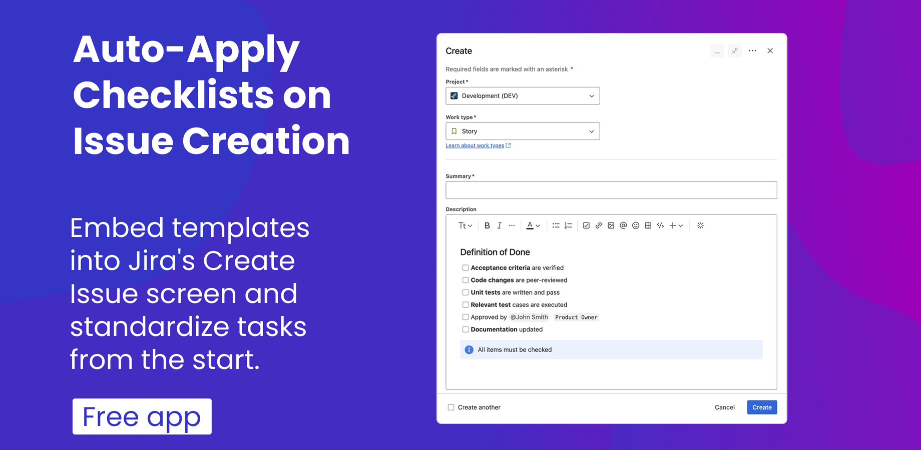 Append action items to issue descriptions for better organization and clarity