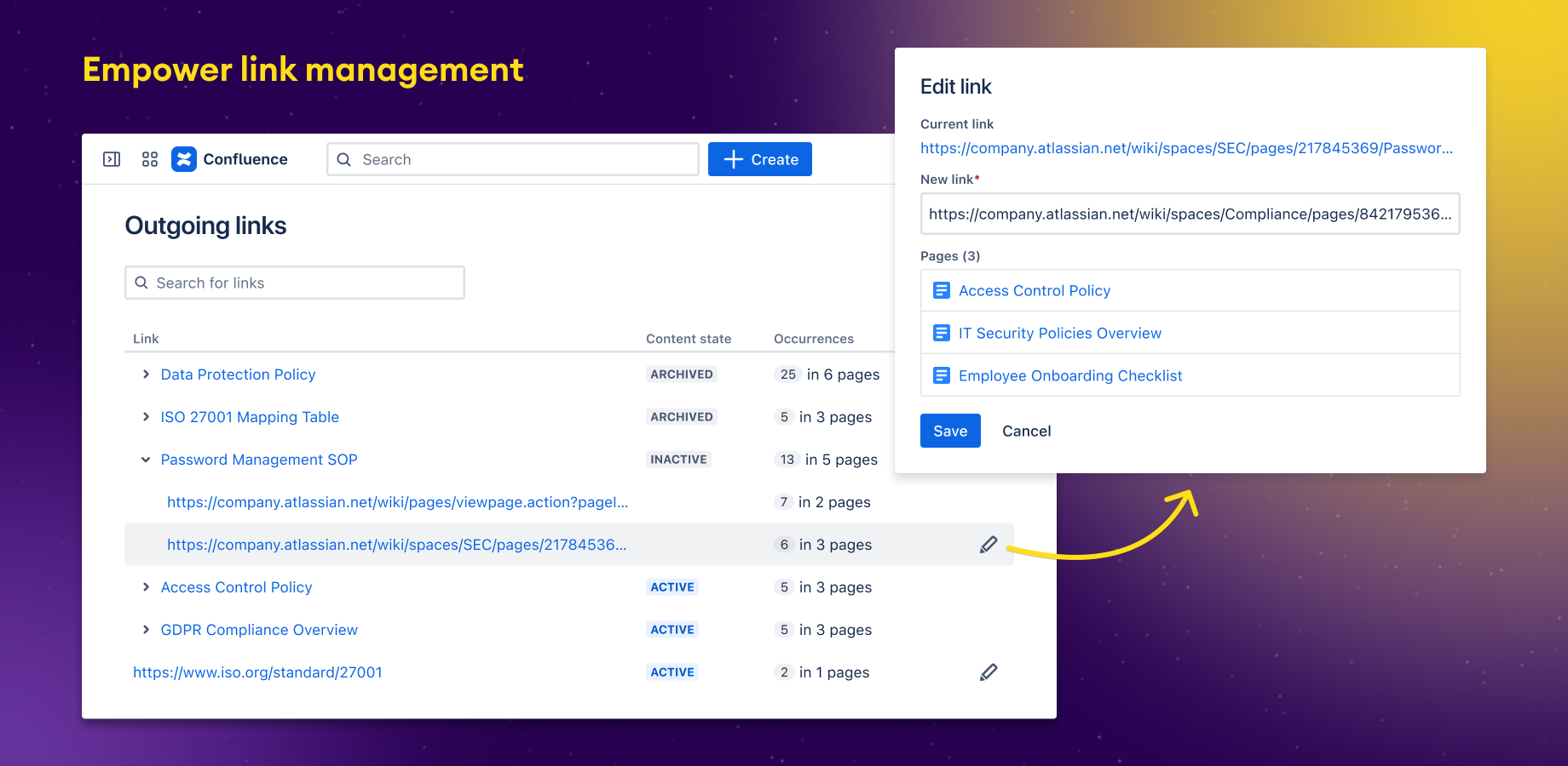 Bulk edit outdated links across pages to repair broken paths and ensure reliable navigation throughout your content.