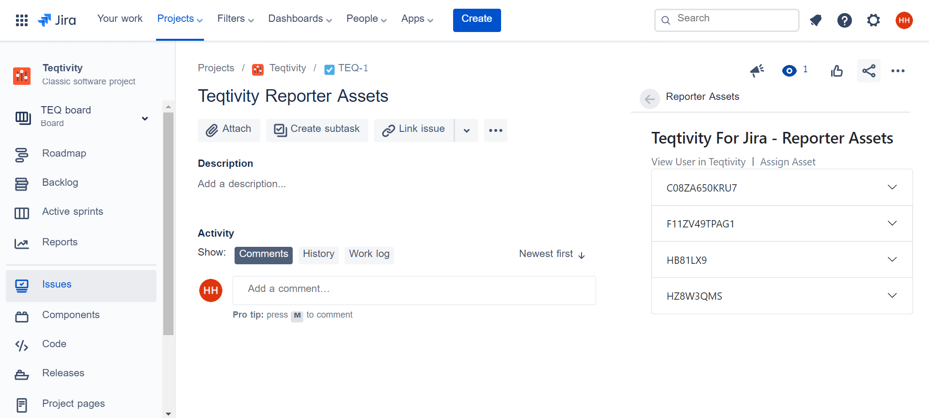 See reporters assets in Jira