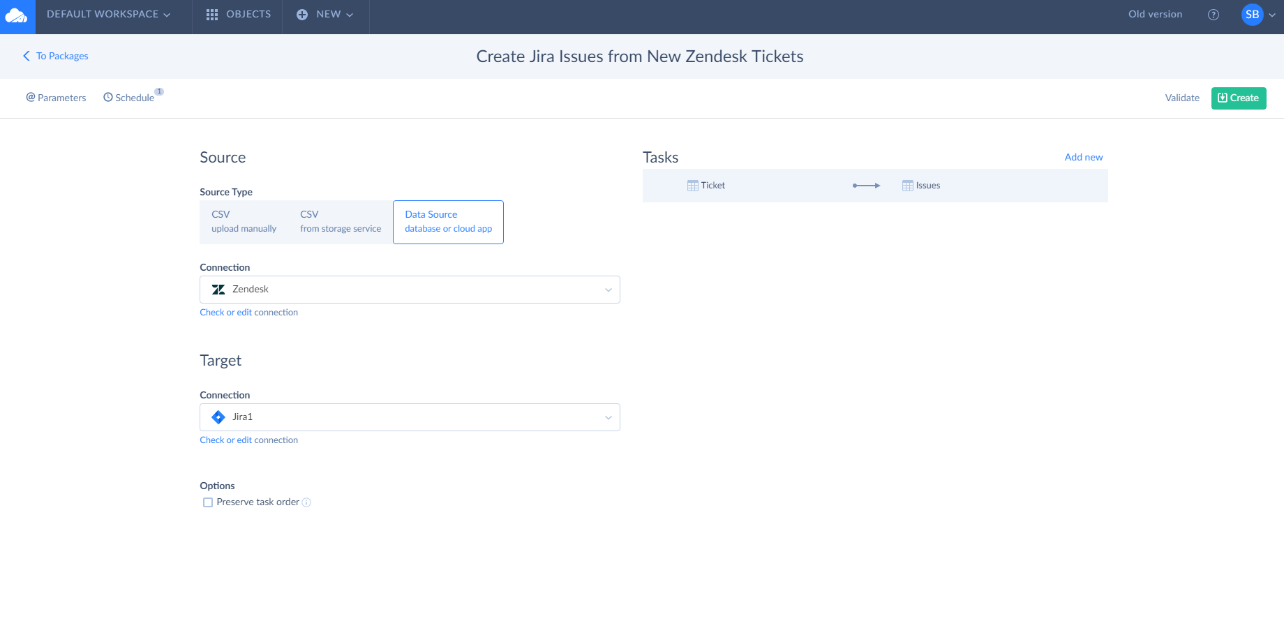 Configure your import in a convenient visual editor without any need for coding.