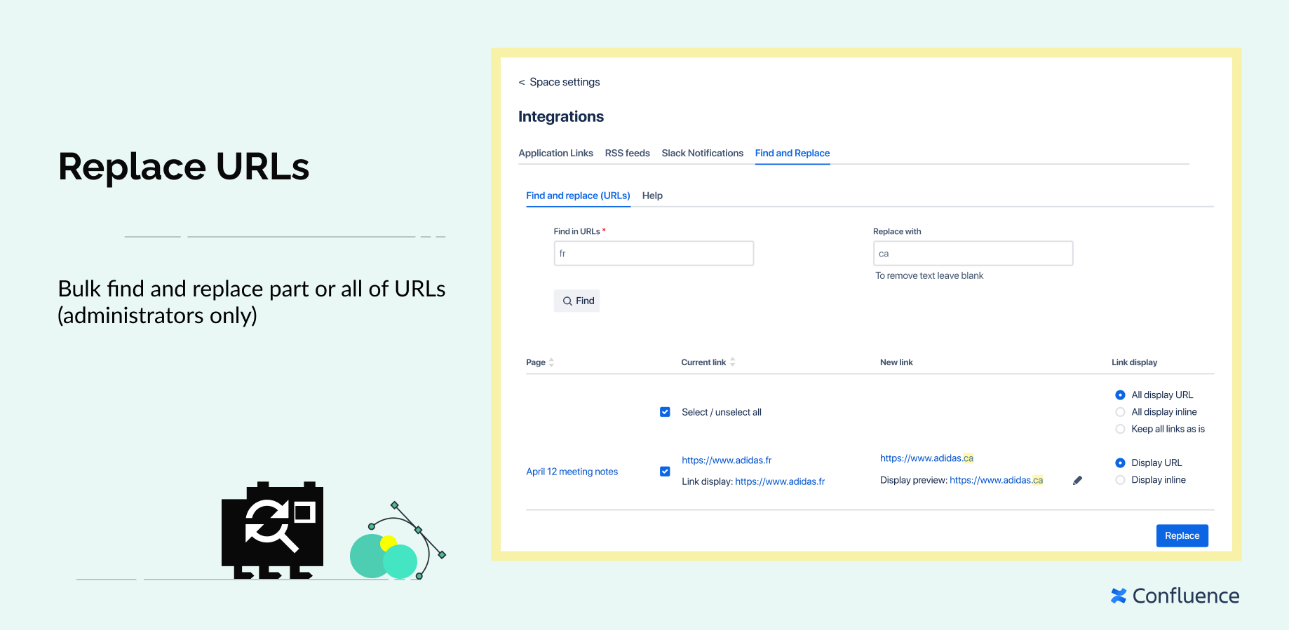 Replace URLs