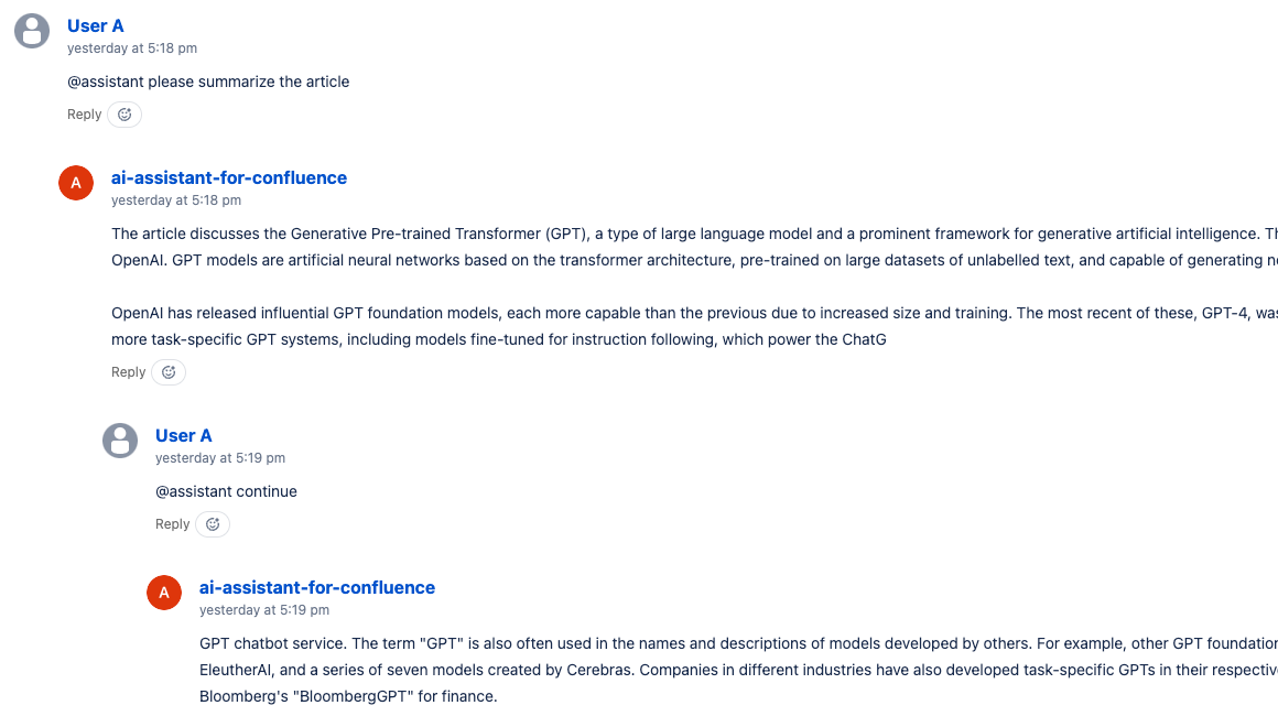 AI Assistant can also provide meaningful responses via inline and footer comments. Rest assured that your personal details will not be sent to OpenAI.
