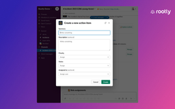 Incident action items created in Rootly automatically get created + bi-directionally sync with Jira.