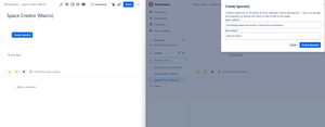 Space Creator Macro on a Confluence page and when clicked.