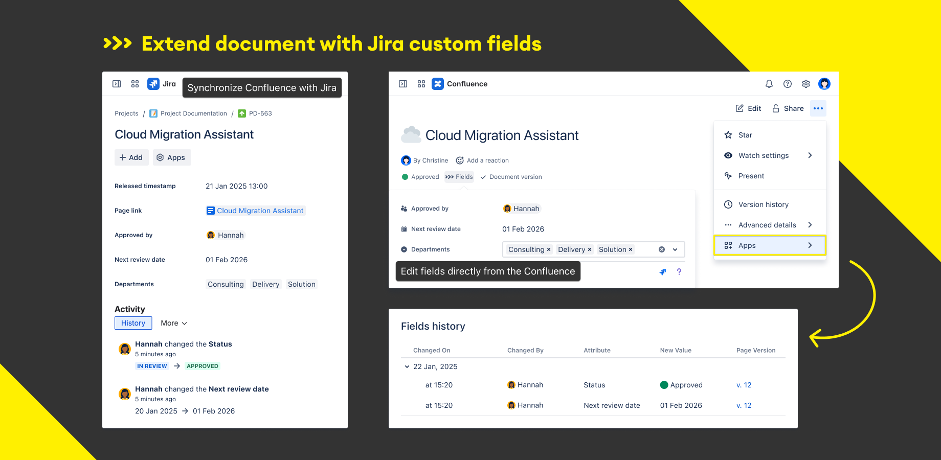Page metadata and attributes based on Jira fields