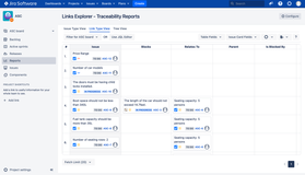 See the end to end traceability report for a filtered set of issues or via JQL query.