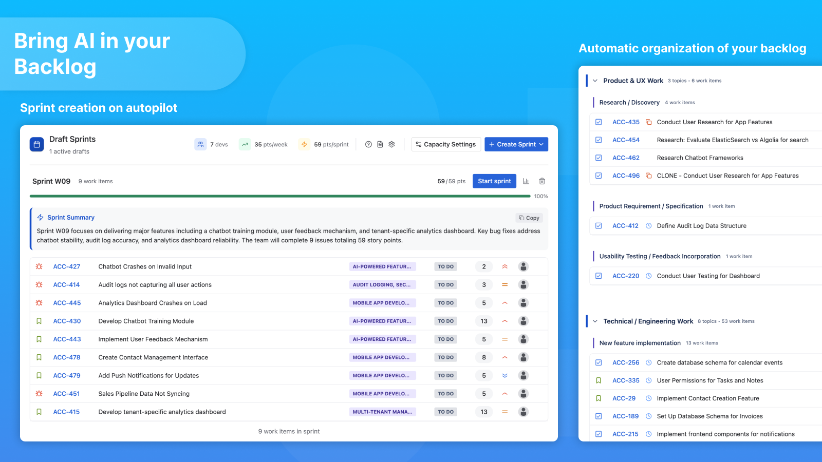 AI Backlog Organization & Sprint Planning