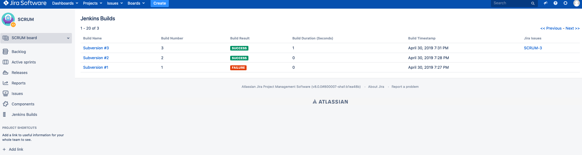 Visibility of Jenkins data on projects and issues