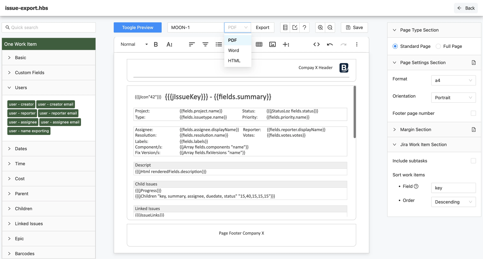 Turn Jira issues into professional documents