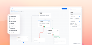 Build custom Confluence workflows with an intuitive drag-and-drop editor. Define approval stages, set conditions, and create processes that match your organization's needs – no coding required.