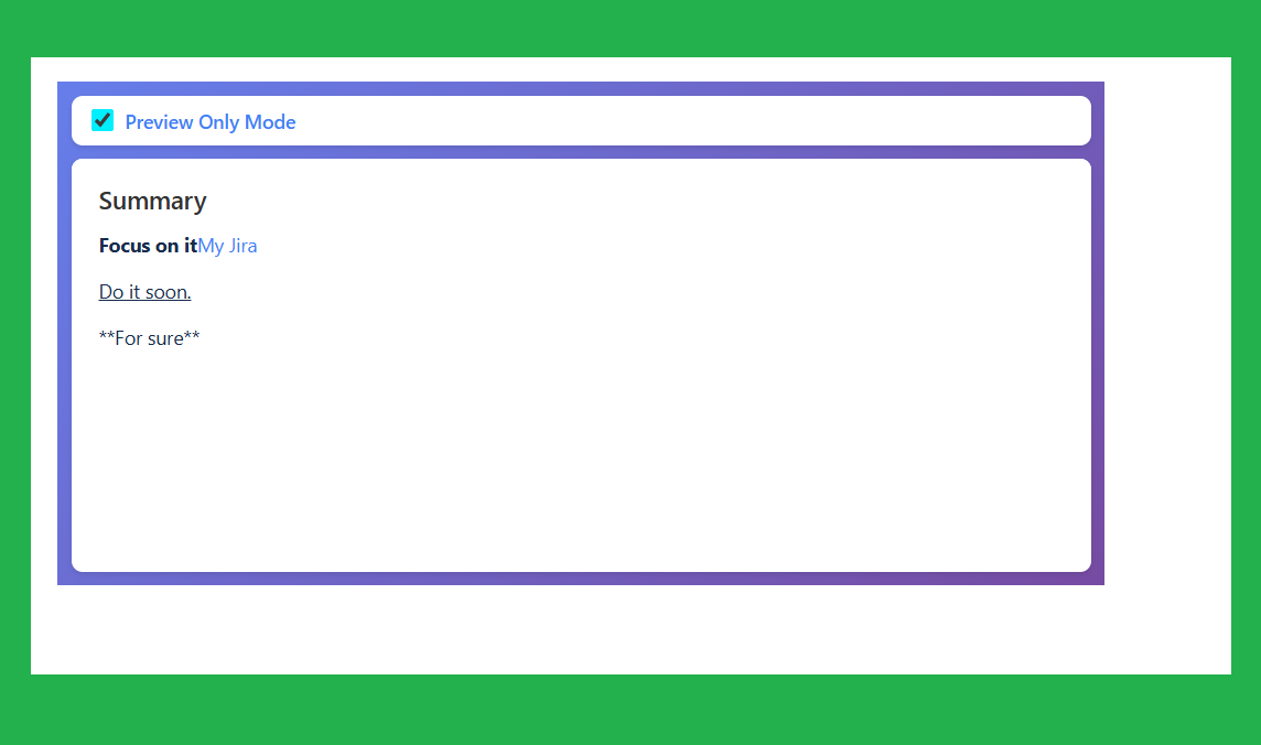 Preview in the view mode