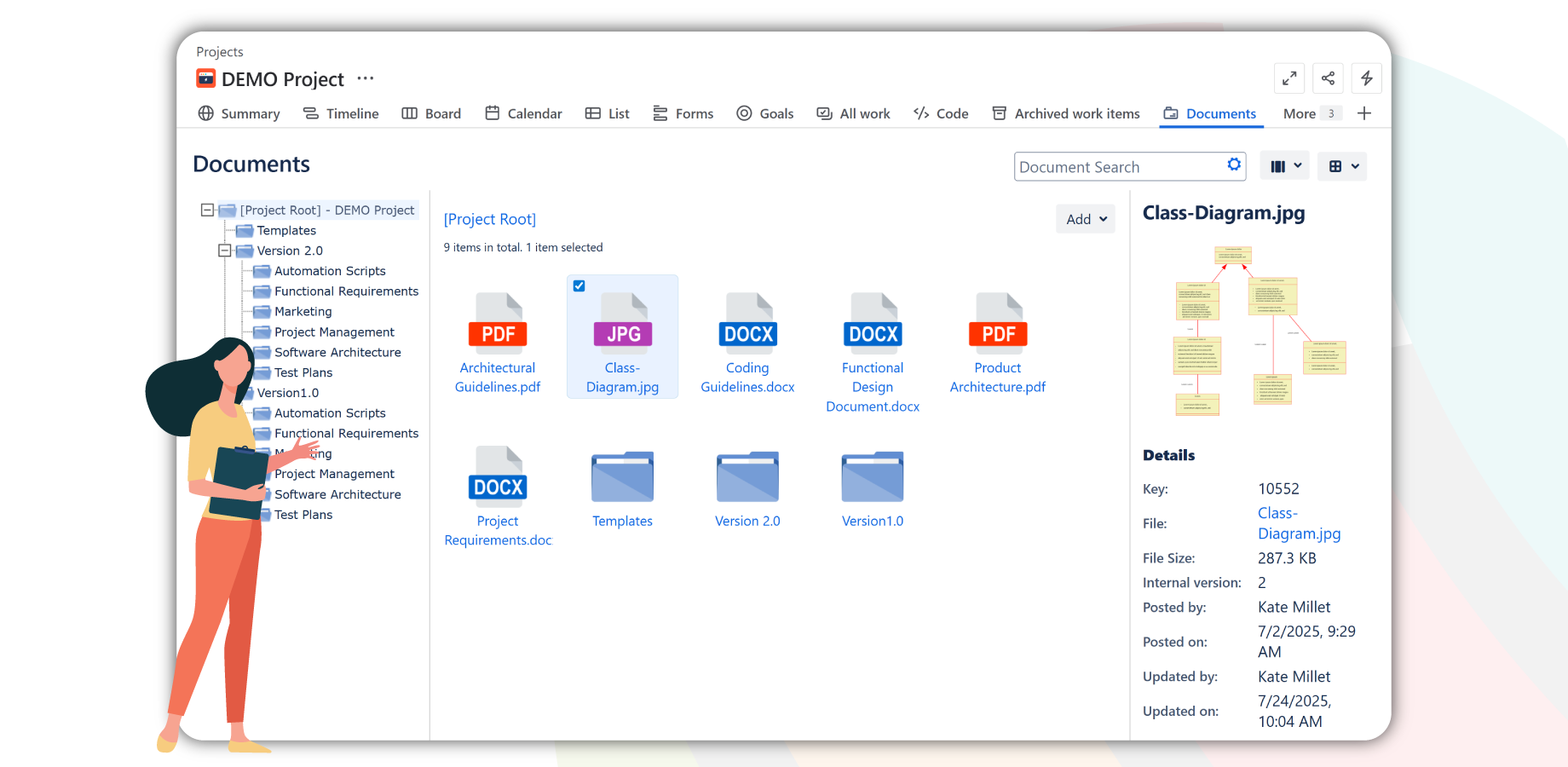 The Tree Navigation pane showing the current folders hierarchy of the project.