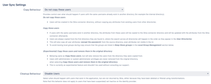 Advanced Settings: Configure if the connector should copy all user attributes, like group memberships from another directory and what should happen if a user gets deleted on the IdP. Default it will disable the user.
