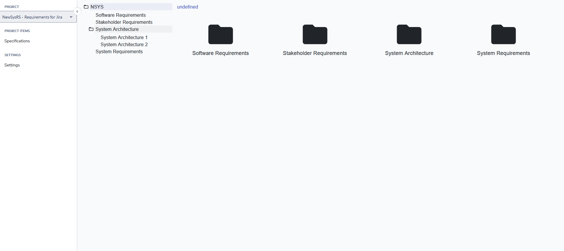 Arrange project specifications in folders