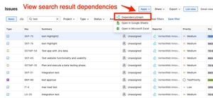 View search result dependencies