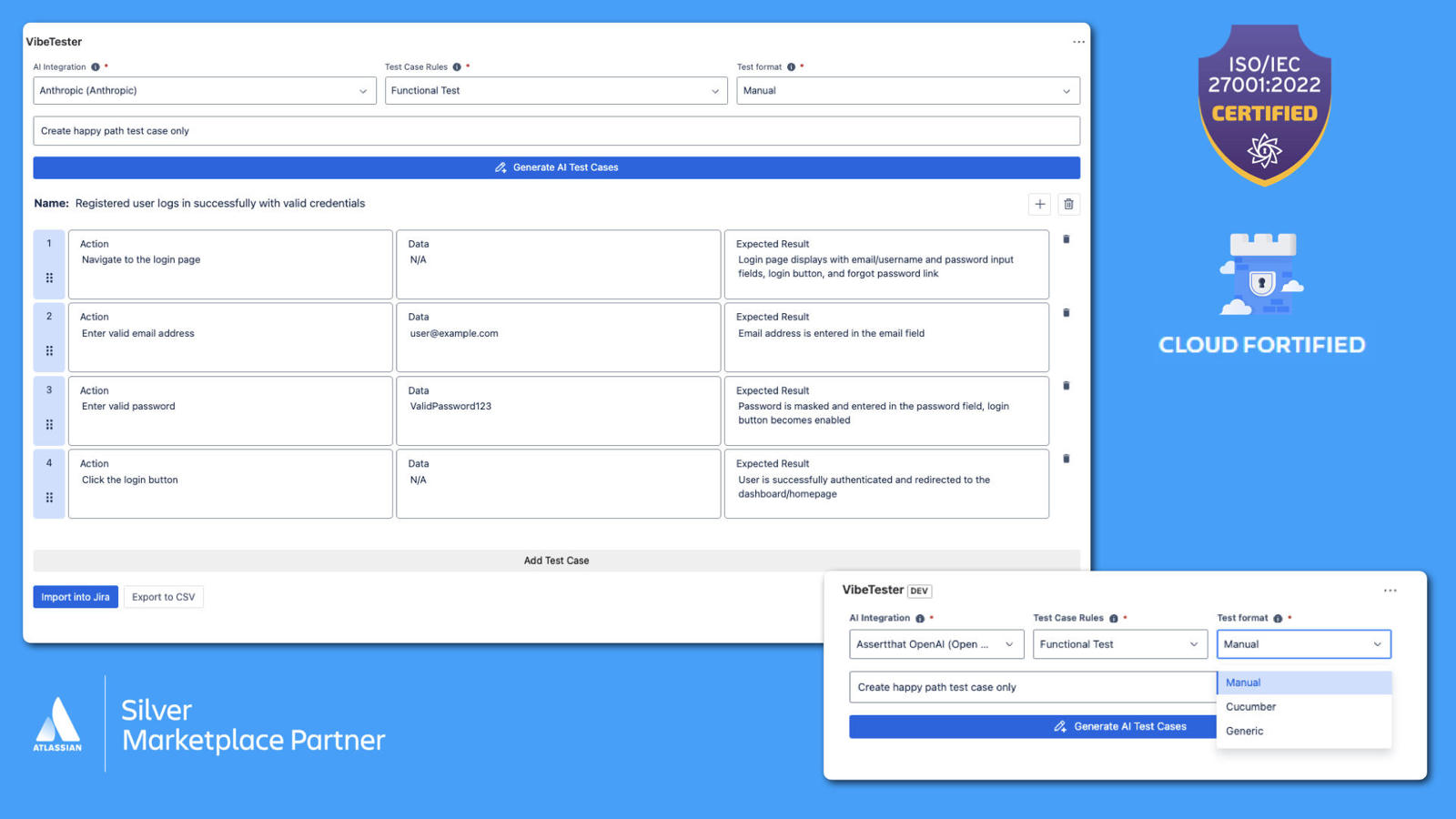 Generate high-quality test cases in Jira at the click of a button — no more manual effort or repetitive documentation.