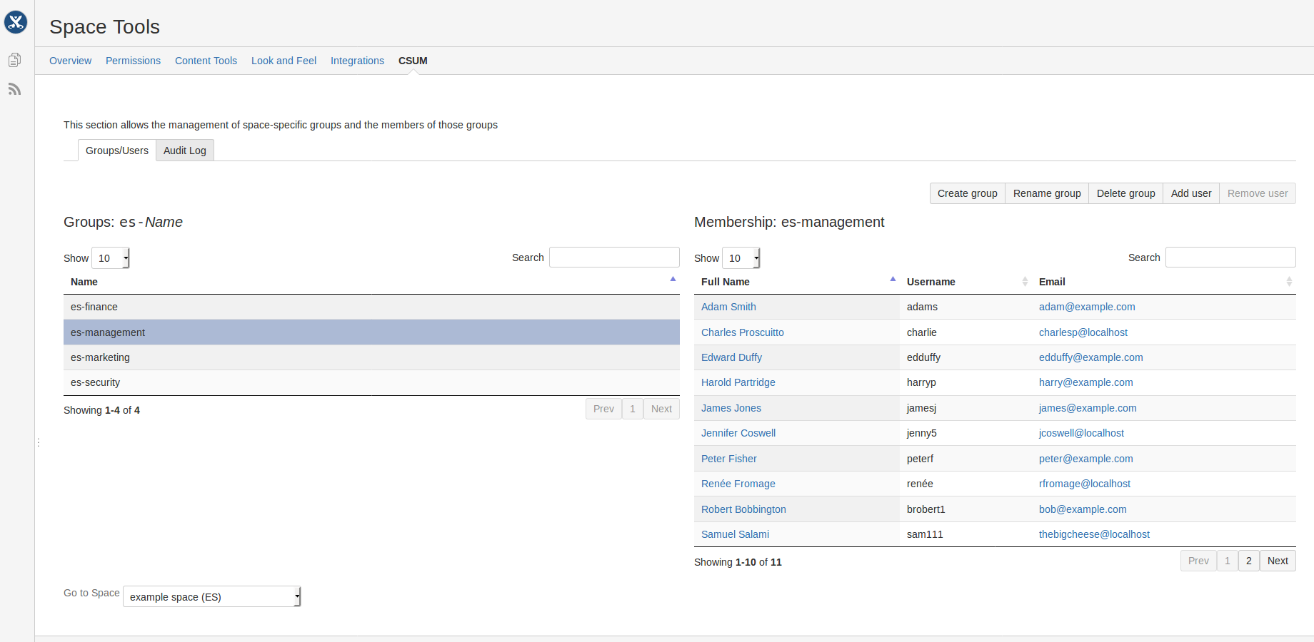 Create and manage space user groups