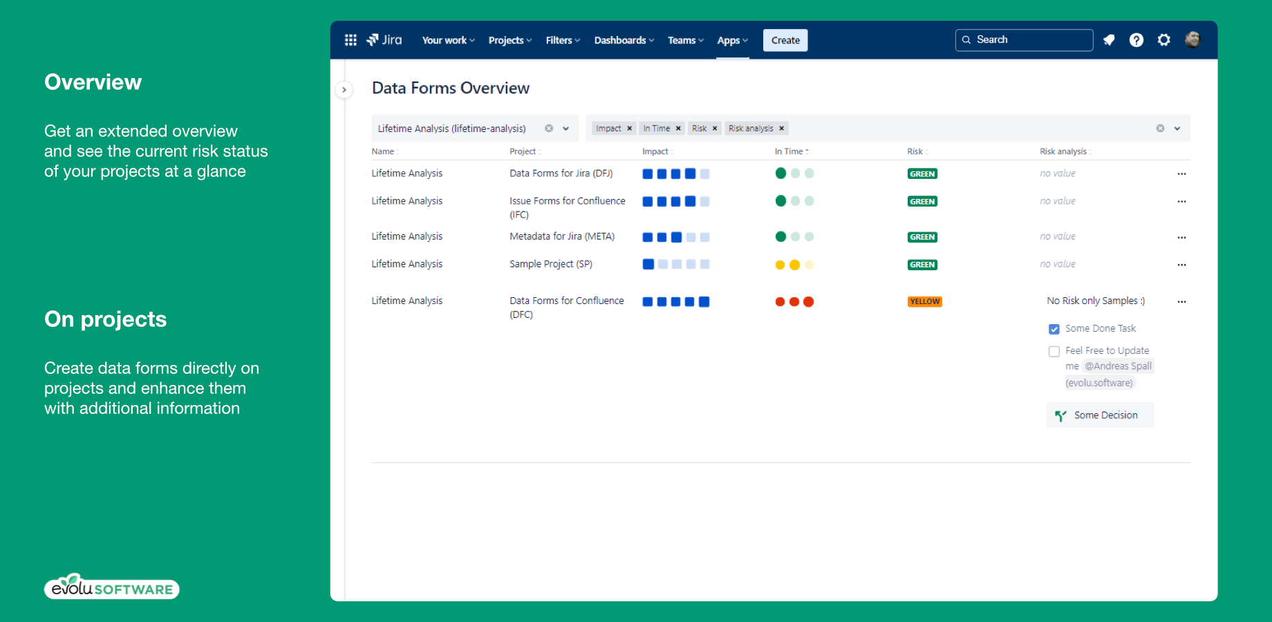 Arrange predefined fields to form templates like surveys, polls, checklists or other forms, for your colleagues.