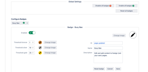 Customize default badges or create your own badges.