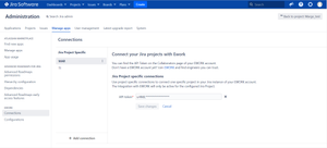EWORK Connection page to specify EWORK Customer API Token