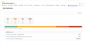 Risk distribution report on the project page