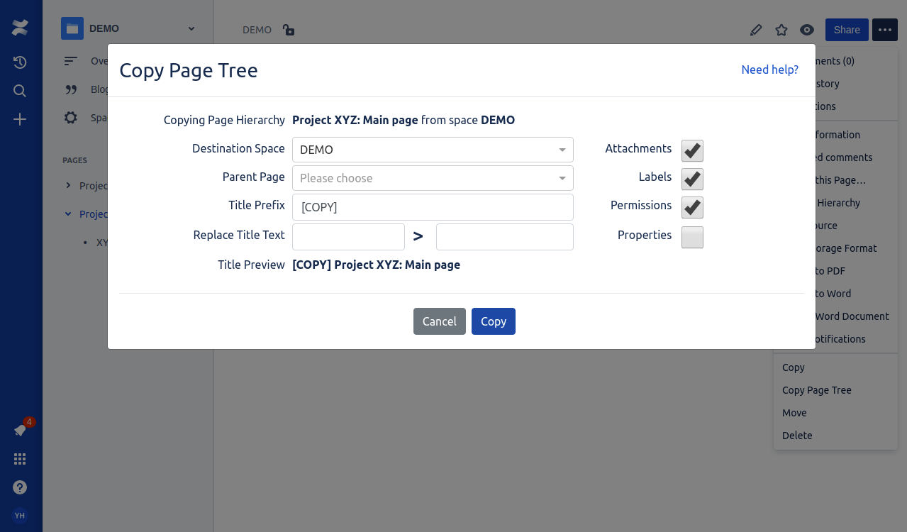 Simple and configurable - Multiple copy options, quick and convenient page search - just start typing page name.