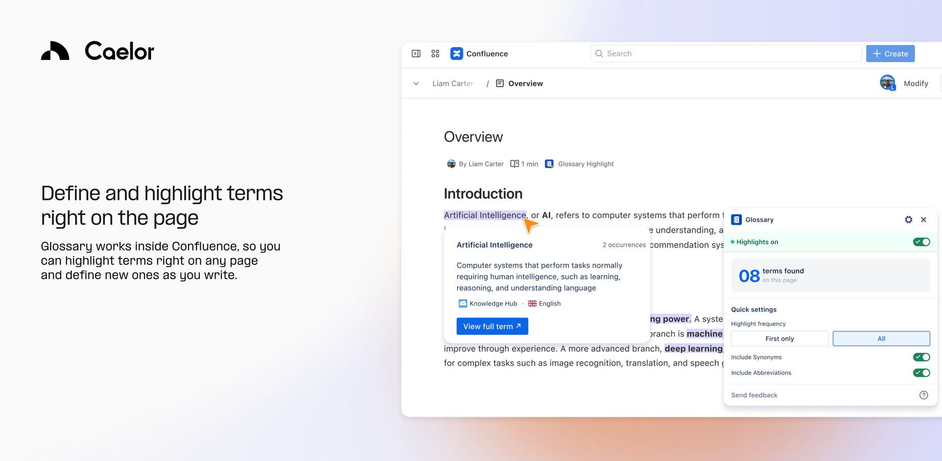 Define and highlight terms right on the page