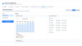 Accurate capacity planning with multi‑calendar intelligence

Multi‑calendar engine calculates true capacity using effective periods, exceptions, and availability windows.