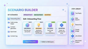 Use the built-in editor to create reusable scenarios, tailor prompts to your workflow, and keep your best Jira automations ready for the next task.