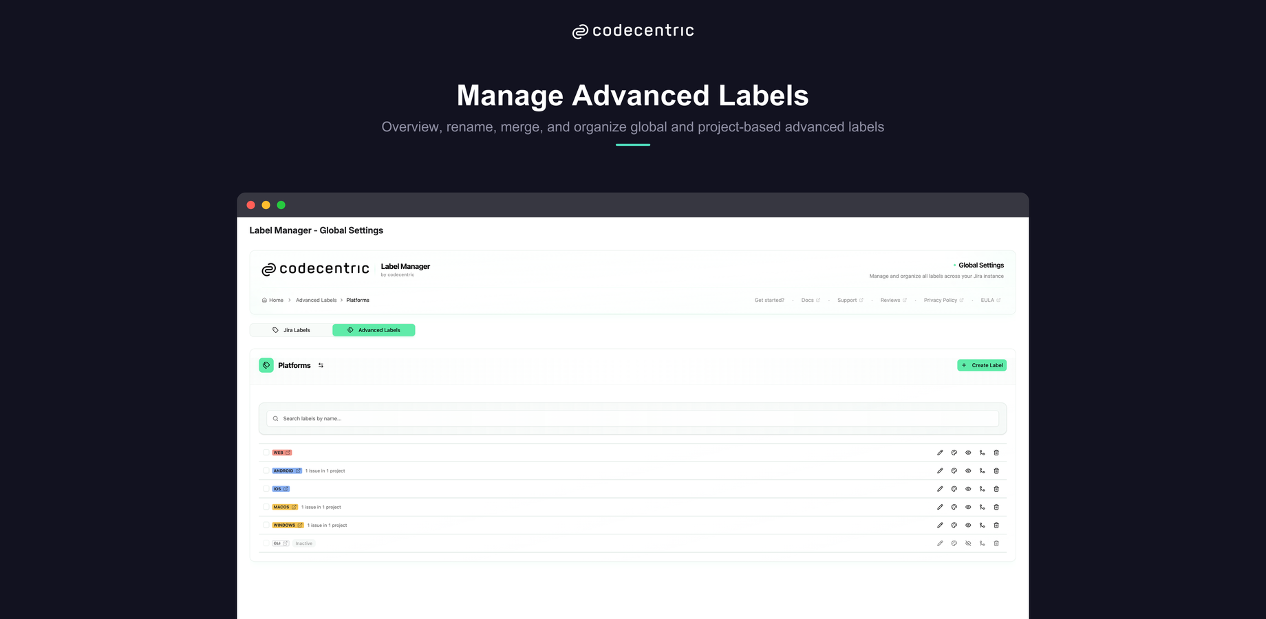 Create and organize custom label fields with full control. Define global or project-based labels, assign colors, and manage those labels from one central place.
