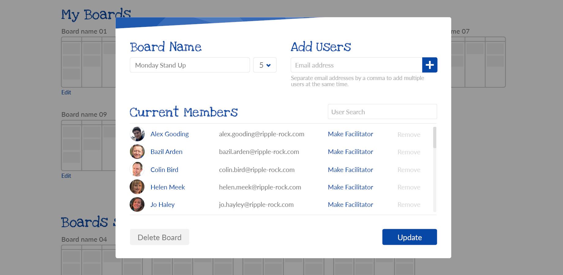 Adding new users to a board