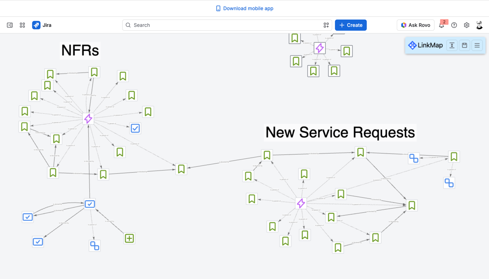 Filter links and items, arrange the layout, label your clusters, then save the map with its filters and positions. Share read-only with your team or export SVG for review decks.