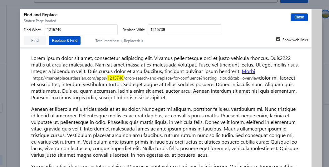 Use web link replace mode to rewrite URLs and keep links up to date across multiple pages.