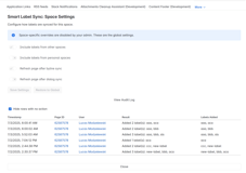 Audit log on space settings
