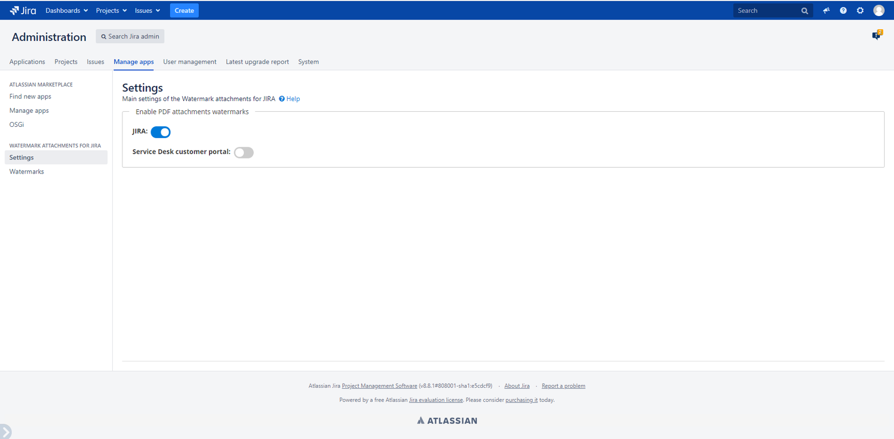 Configure where you want to display the watermarks