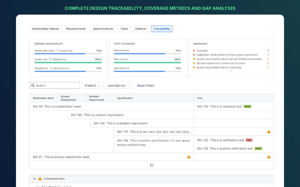 Traceability view