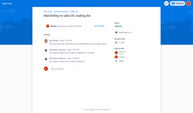 Automated resolution of group mailing requests via API at the self-service portal