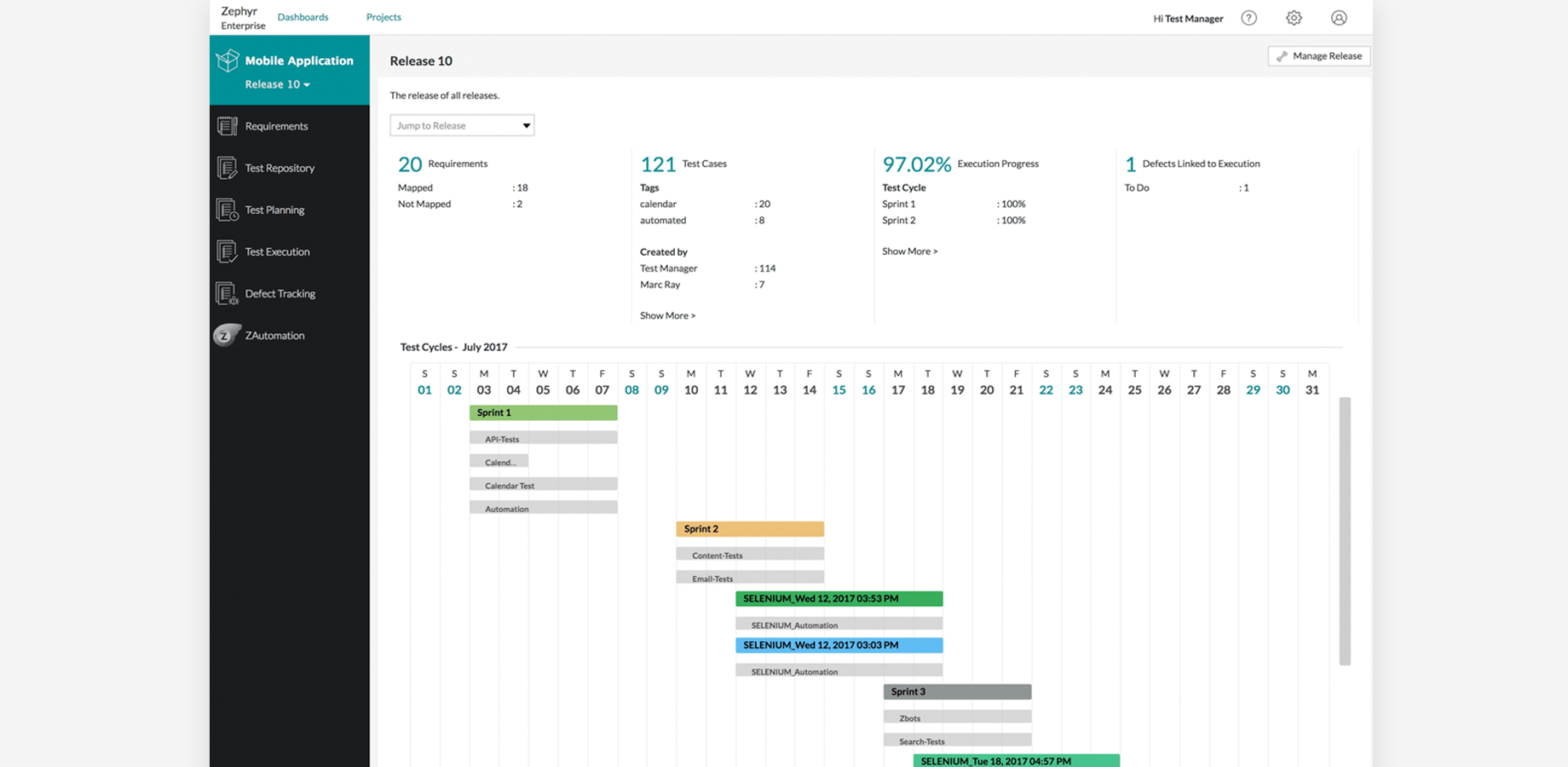Manage all your automation in one place. Track development progress. Monitor quality.