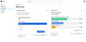 Put polls on any dashboard: open polls from a JQL filter, or a team poll for retros and health checks.