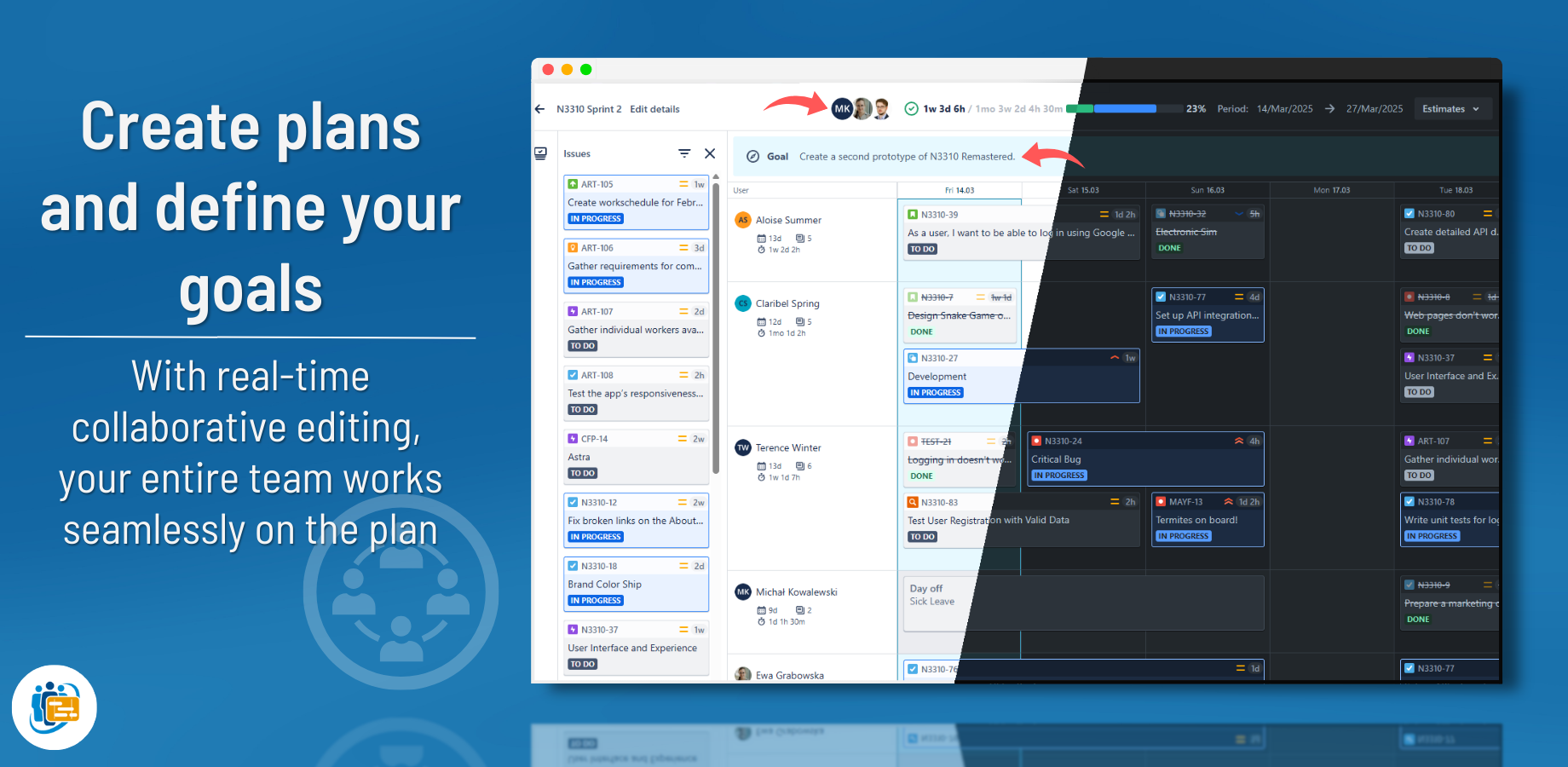 Create plans and define goals with your team