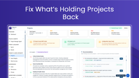 Review project risks, AI insights, and recommendations in one place, then send supported findings to the Project Manager Agent for guided analysis and action