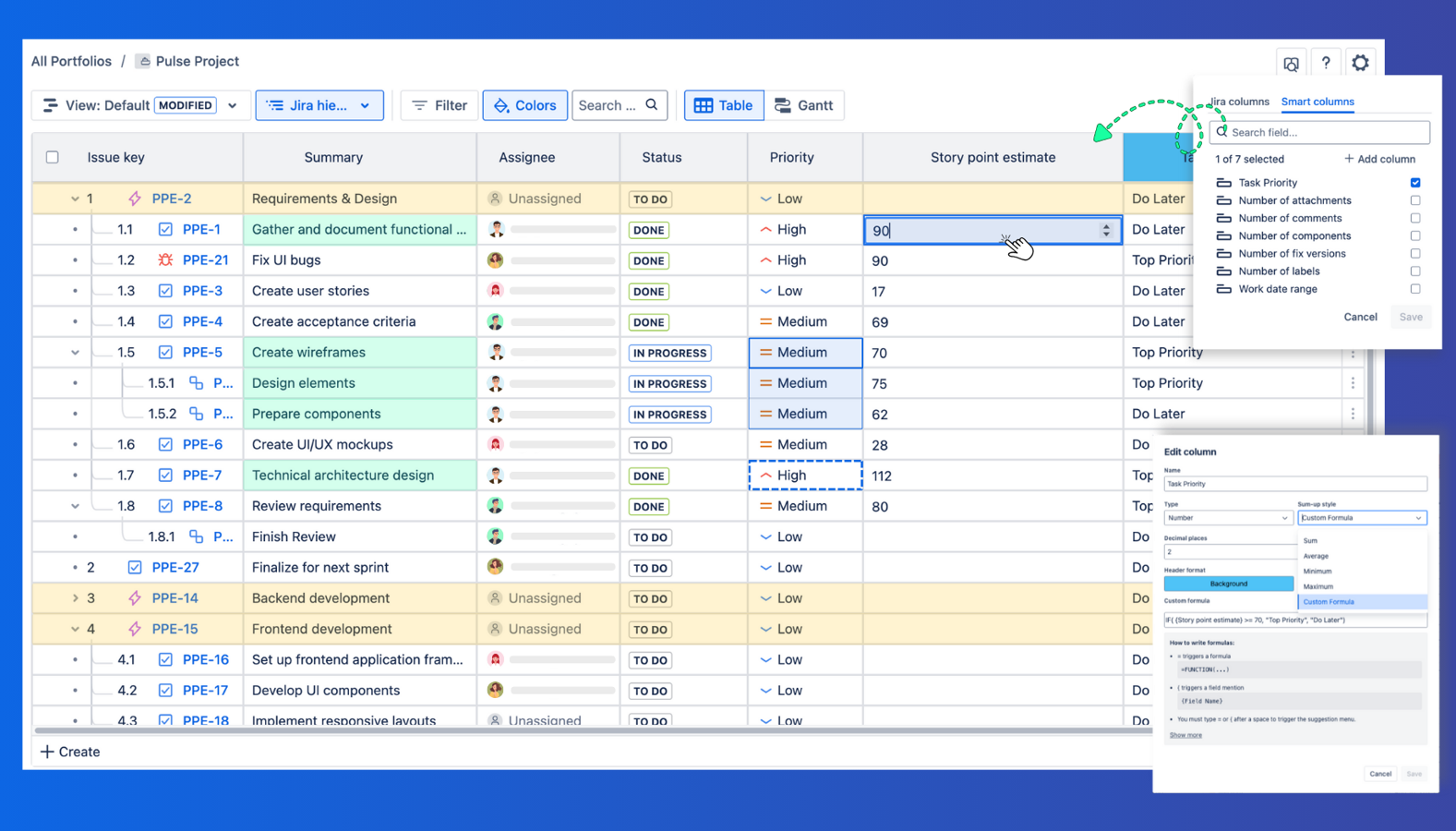 Issue editor with spreadsheet structured Table JXL
