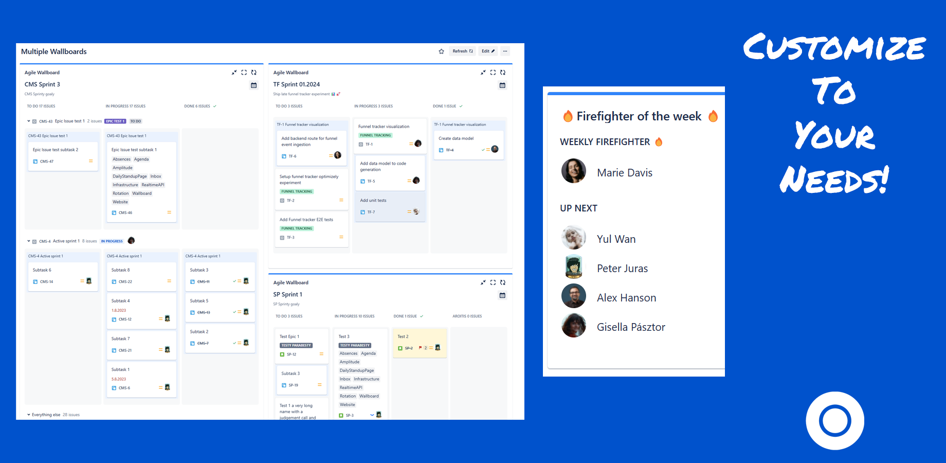 Example customizations:

- Enhance productivity by displaying multiple boards side by side, giving a comprehensive project overview.
- Optimize your workflow with custom rotations tailored to your team.