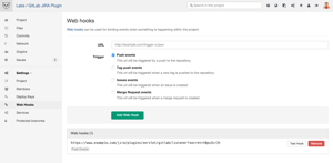 For each GitLab project you want to integrate in Jira, simply set up a web hook in order to submit all push events to the listener add-on running in Jira.
