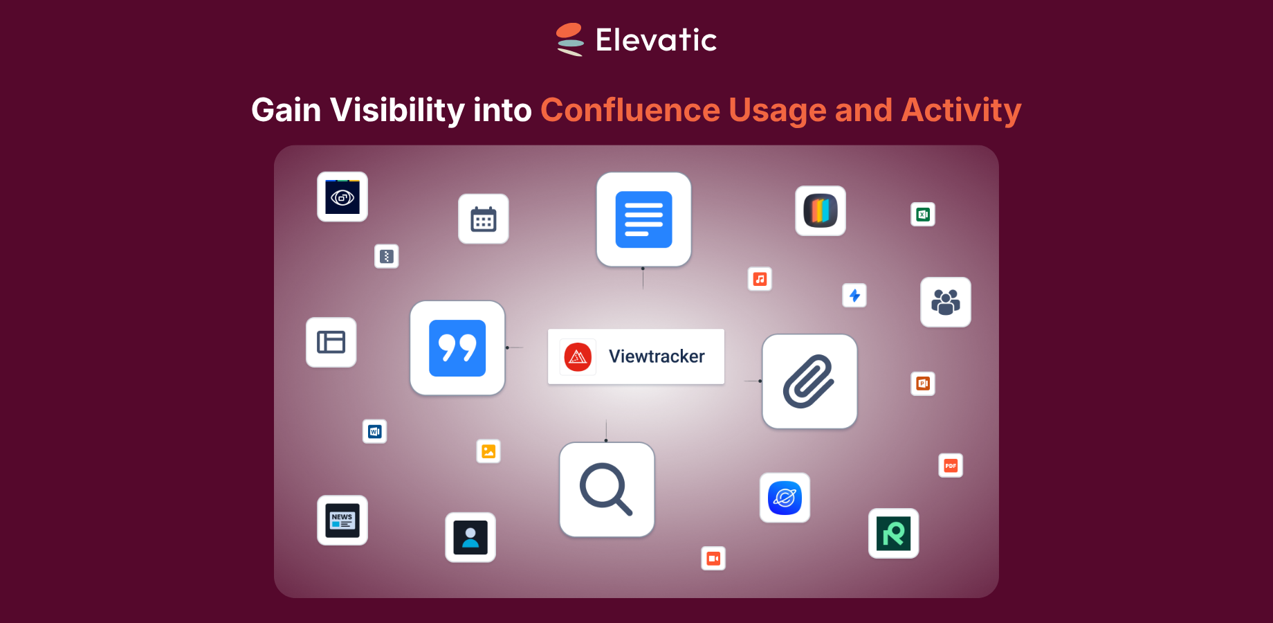 Track Confluence pages, blog posts, attachments, searches, calendars, 3rd party apps, and views via JSM, Scroll Viewport, Cosmos and Mantra Spacecraft, Refined, and more.
